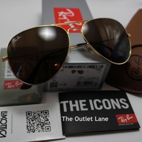 Model Display RayBan Aviator Brown Lens RB3025 Gold Frame - Picture 3 of 16